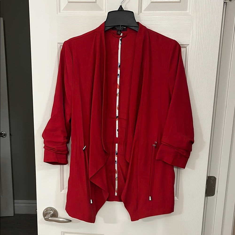 Johnston & Murphy Red Draped Open Front Jacket S